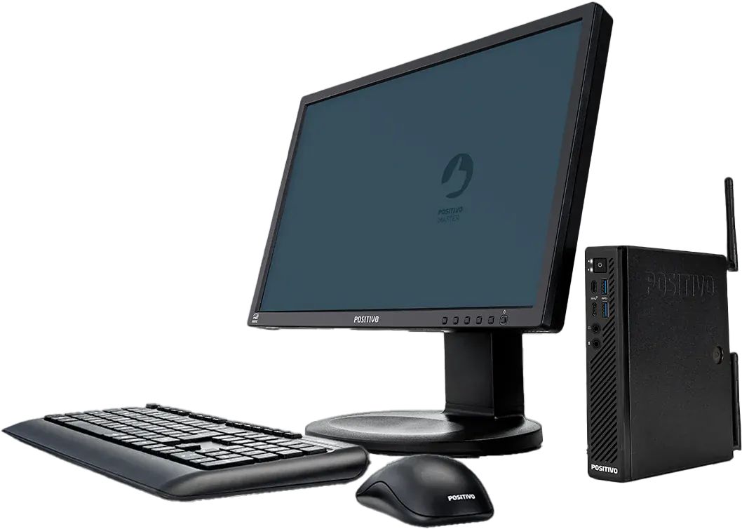 Computador Positivo com monitor, teclado e mouse